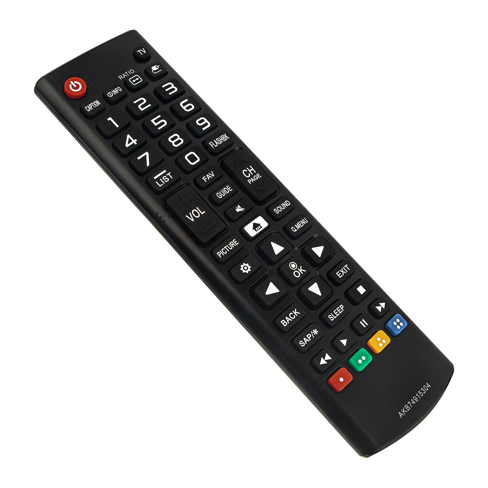 TV RATIO - INF m CAPTION 2 6 1 5 9 4 8 FLASHBK 7 O FAV CH PAGE LIST GUIDE VOL SOUND BF Q.MENU PICTURE OK EXIT BACK SLEEP SAP/* II AKB74915304