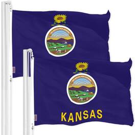 G128 - 2-Pack Kansas State Flag 3x5 ft — Polyester Indoor/Outdoor with Brass Grommets - Assorted Colors