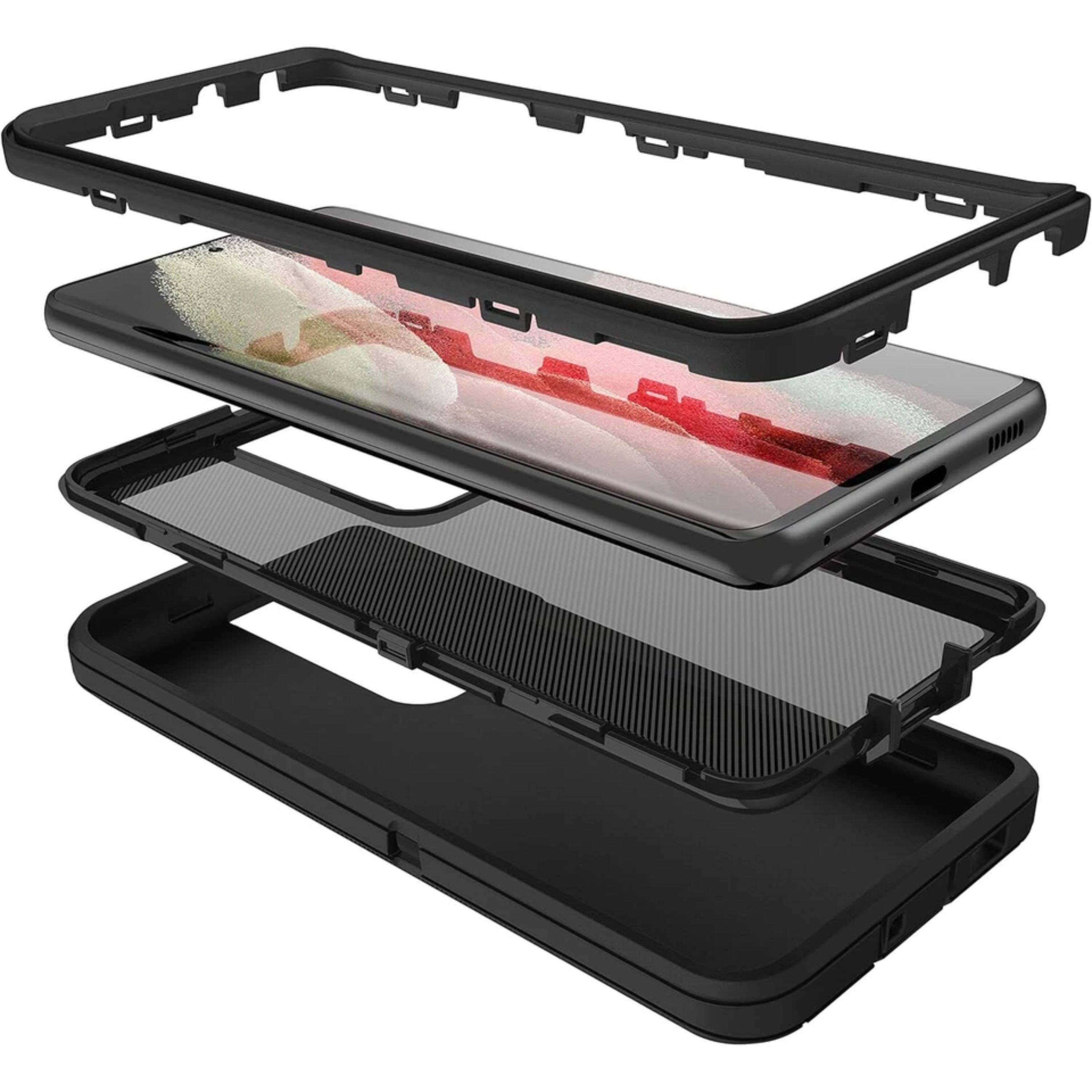 Left. Kitcheniva - Belt Clip Kickstand Phone Case For Samsung Galaxy S25 Black - Black.