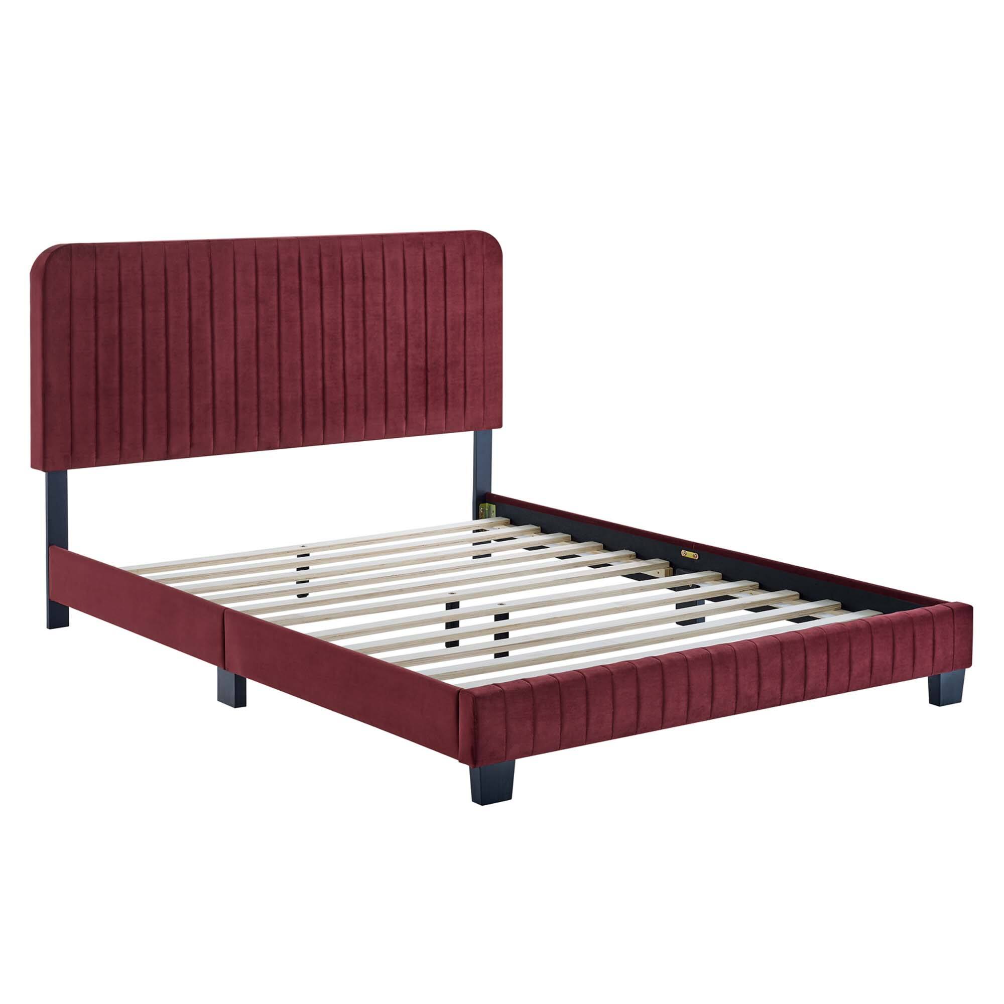 Left. Modway - Macie Vinyl Full Platform Bed with Squared Tapered Legs - White.