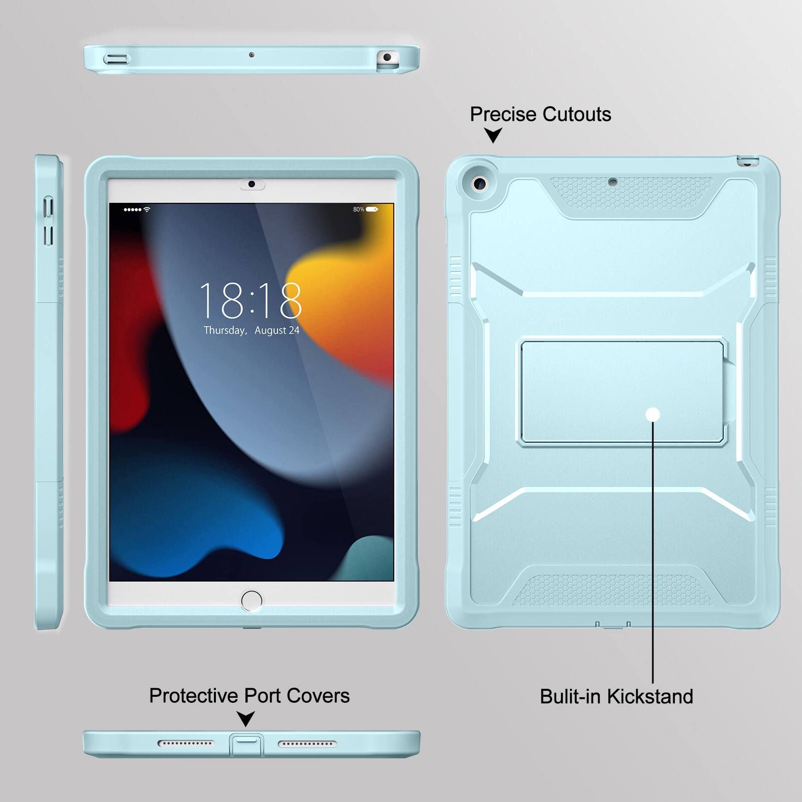 Precise Cutouts  
Protective Port Covers  
Built-in Kickstand