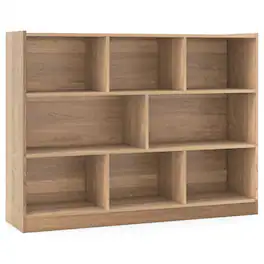 Pefilos - 3-Tier Open Bookcase 8-Cube Floor Standing Storage Shelves-Natural, Tall Bookshelf, Shelves for Living Room - Brown