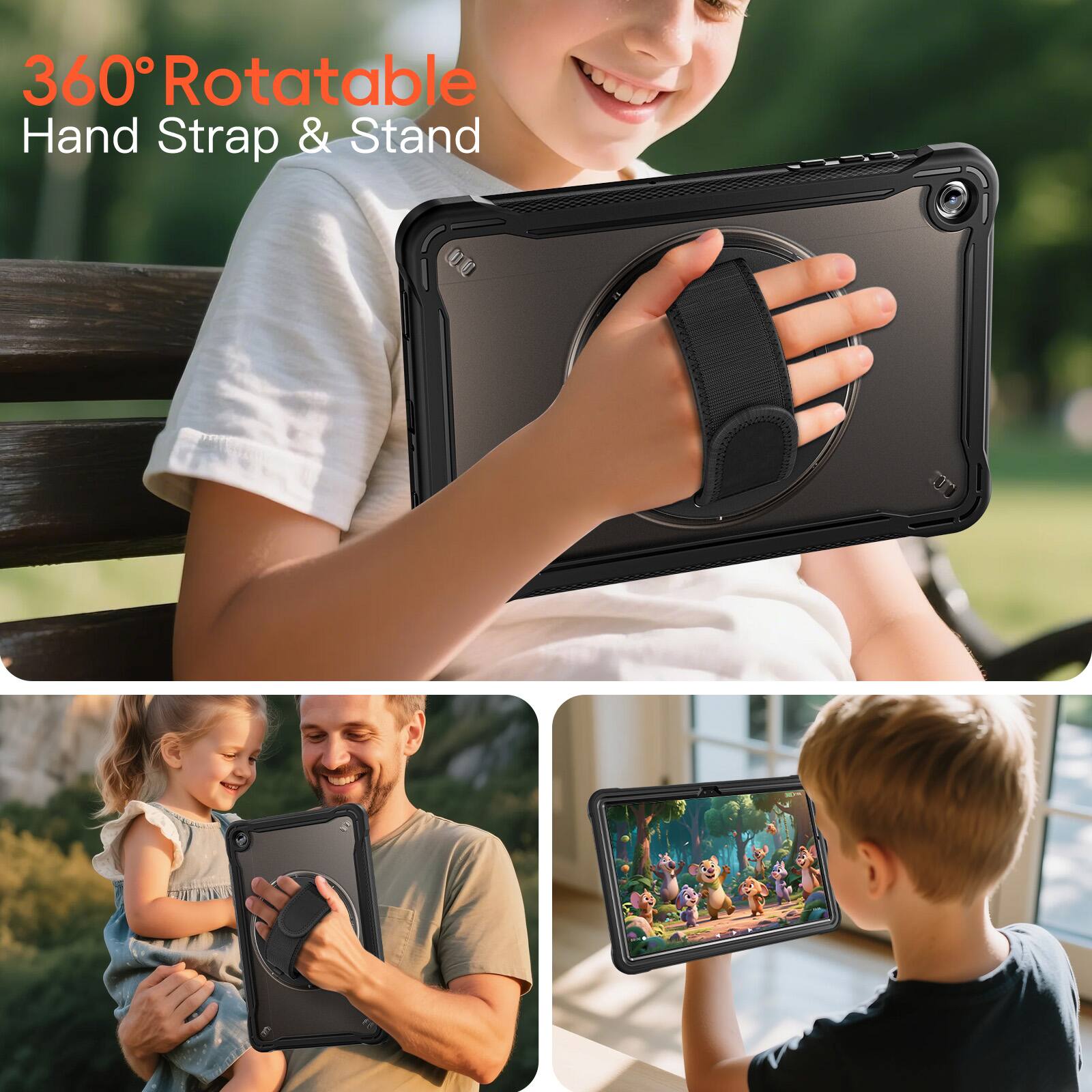 360° Rotatable Hand Strap & Stand