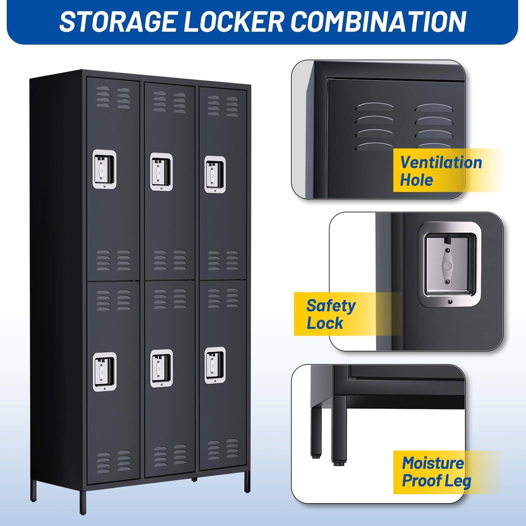 STORAGE LOCKER COMBINATION

- Ventilation Hole
- Safety Lock
- Moisture Proof Leg