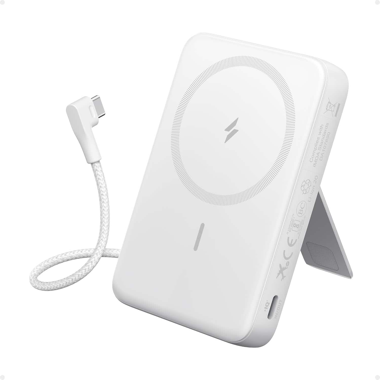 Anker - Zolo Magnetic Power Bank, 10,000mAh Wireless Portable Charger with 30W Max Fast Charging - White
