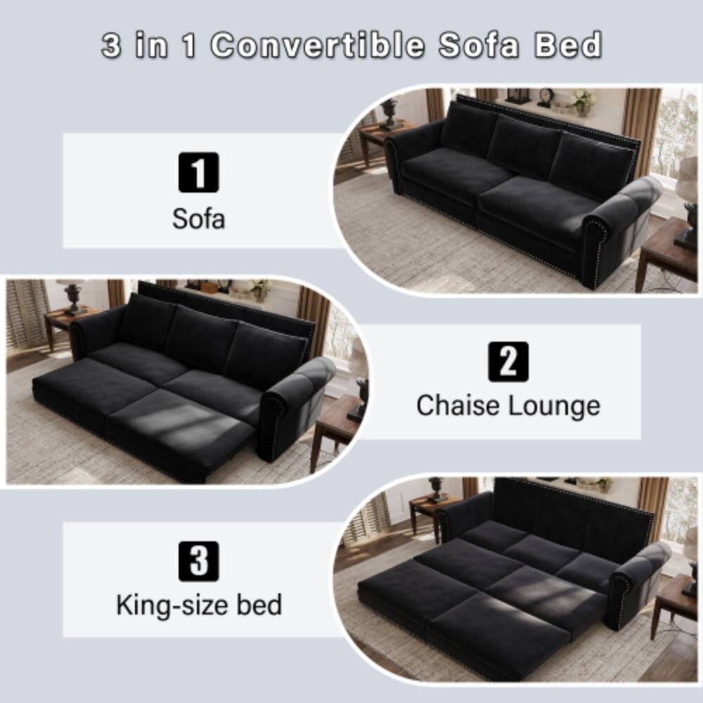 3 in 1 Convertible Sofa Bed

1. Sofa
2. Chaise Lounge
3. King-size bed