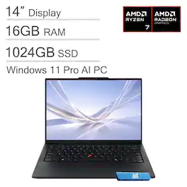 Lenovo - Upgraded - ThinkPad E Series 14" FHD+ AI PC business Laptop - AMD Ryzen 7 250 2025 - 16GB RAM - 1TB SSD - 5MP Webcam - Win11Pro - Jet Black
