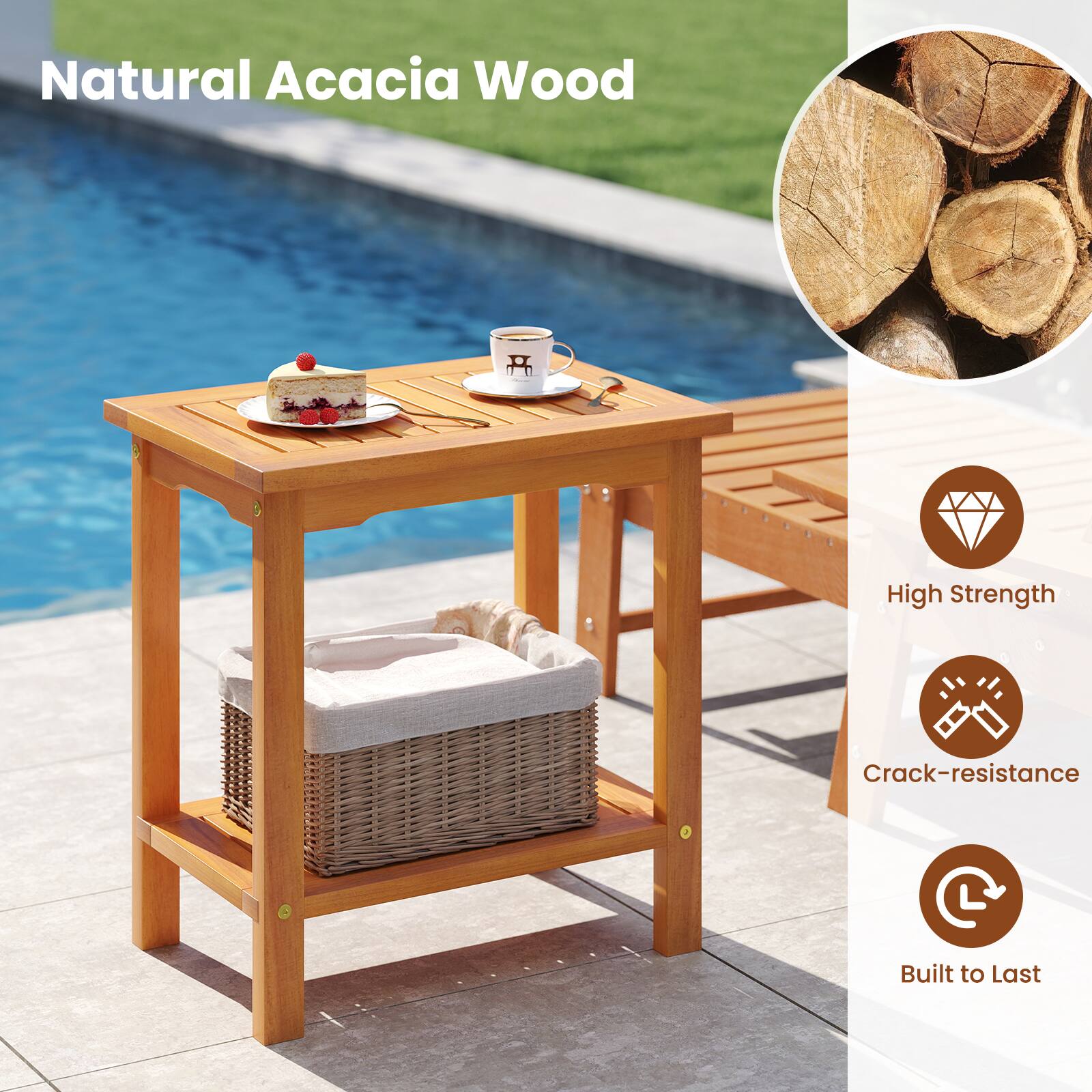 Natural Acacia Wood

- High Strength
- Crack-resistance
- Built to Last