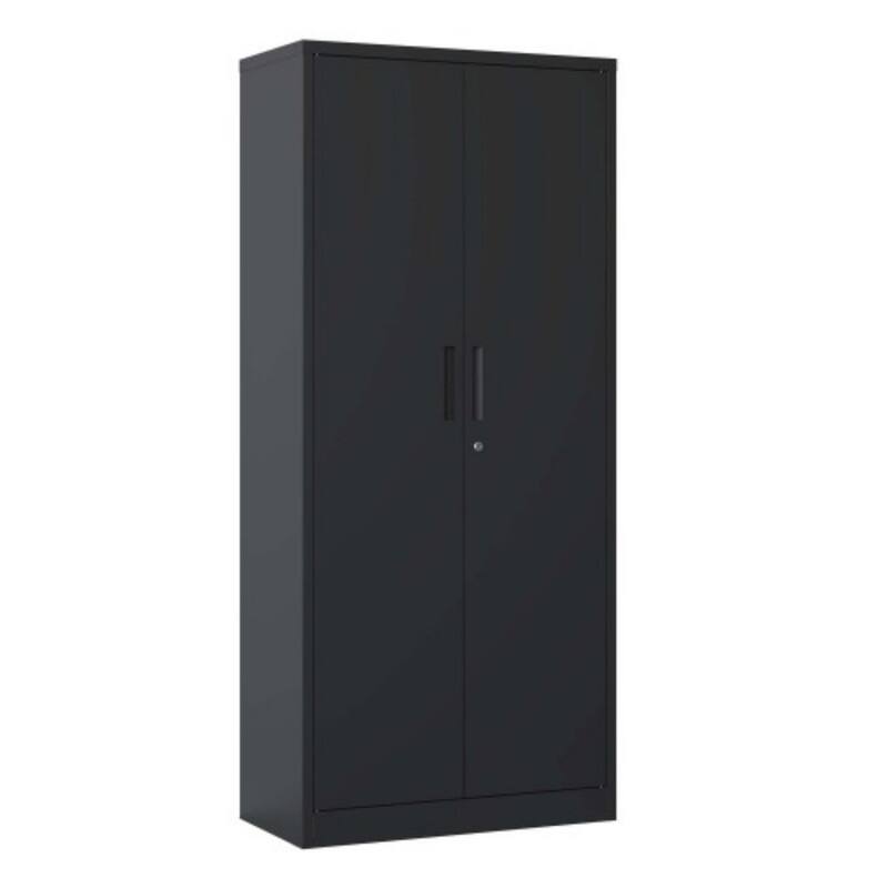 Left. ALEXOUN - 72"H Metal Garage Storage Cabinet, Lockable Steel Cabinet with 4 Adjustable Shelves, for Home Office, Garage, Classroom - Black.