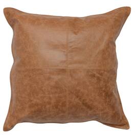 Manhattan Lane - Square Leatherette Throw Pillow with Stitched Details - Brown