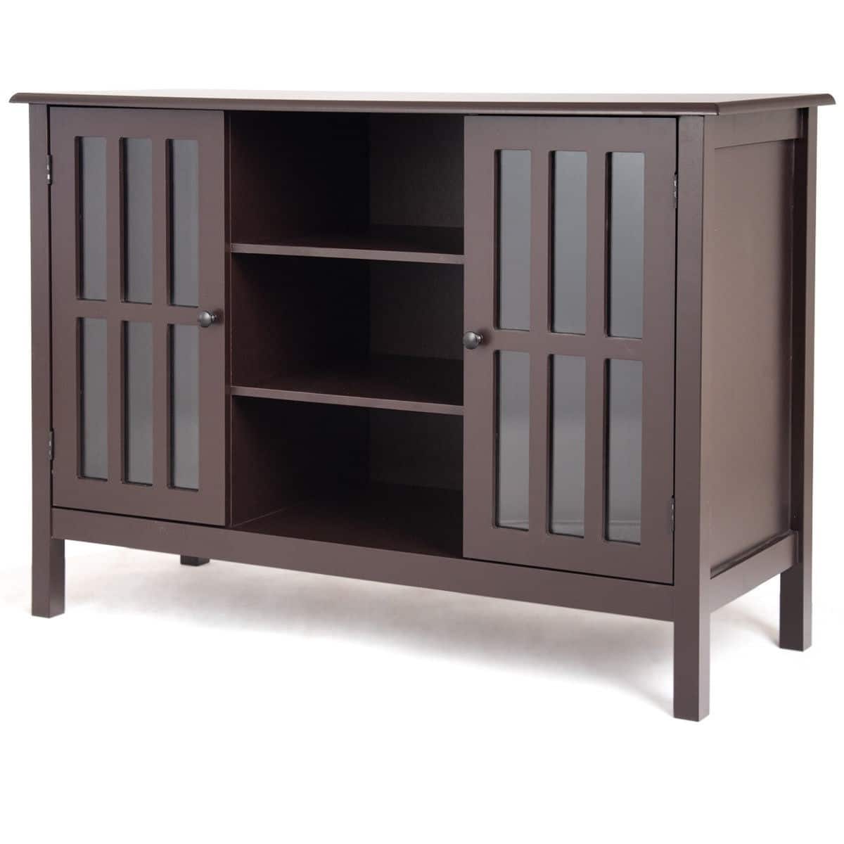 Hivvago - Wood 43-inch TV Stand Storage Cabinet Console Table - Brown