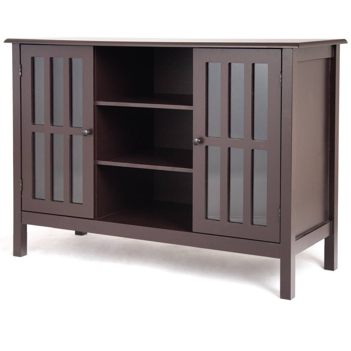 Front. Hivvago - Brown Wood 43-inch TV Stand Storage Cabinet Console Table - Brown.
