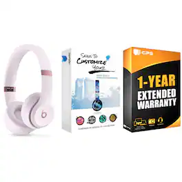 Beats - Solo 4 Bluetooth Wireless On-Ear Headphones with MightySkins Protective Skins and 1 Year Extended Warranty Bundle - Cloud Pink