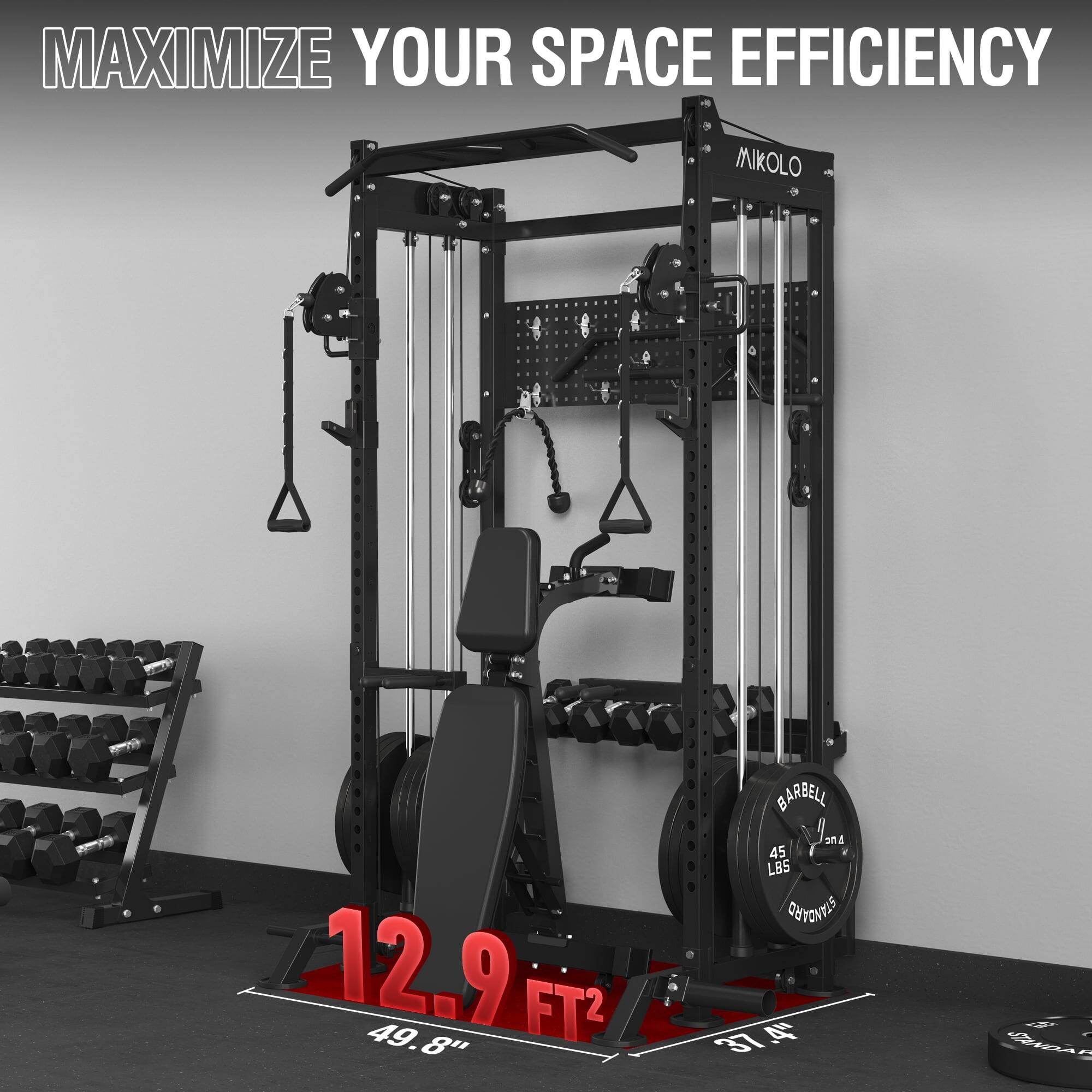 MAXIMIZE YOUR SPACE EFFICIENCY MIKOLO BARBELL 12.9 FT2 49.8" 8" 45 LBS DUYONYIS 374 I