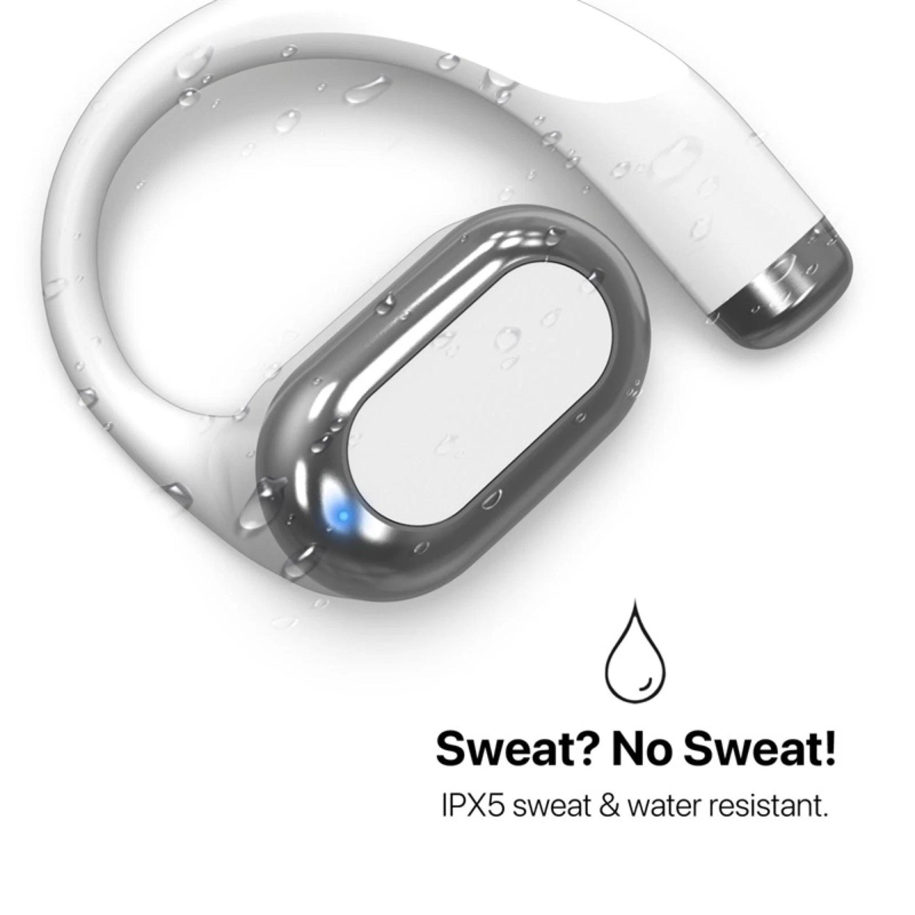 Sweat? No Sweat!  
IPX5 sweat & water resistant.