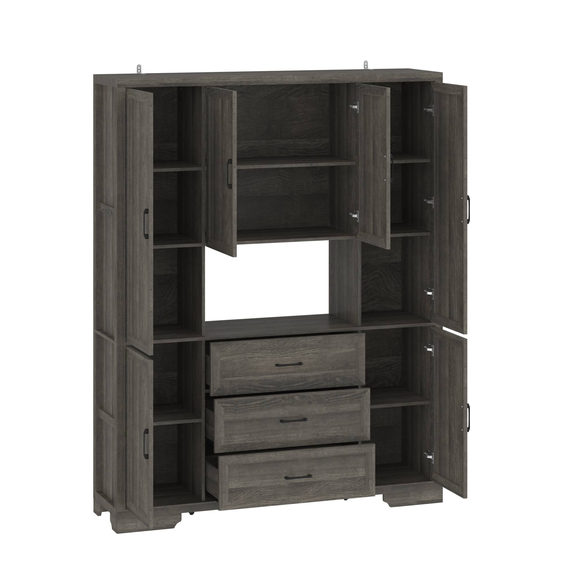 Left. Famapy - Famapy Multi - Door Storage Cabinet: Spacious Organizer for Dining & Living Spaces - Dark Gray.