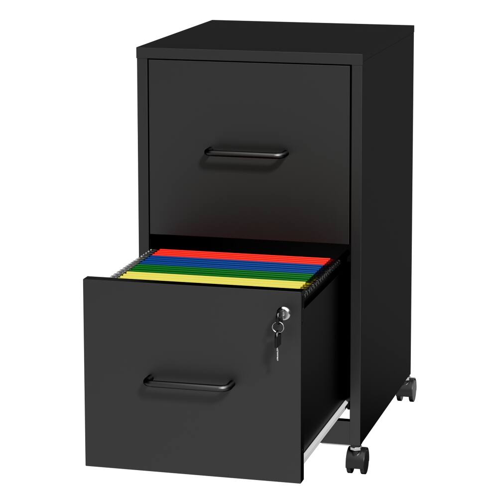 Alt View 4. Loheer - Loheer 2 Drawer File Cabinet Under Desk Metal Filing Cabinet Lockable Black.
