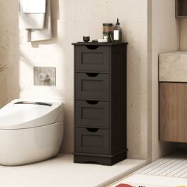 Costway - Bathroom Storage Cabinet with 4 Drawers, Cutout Handles for Hallway, Living Room - Brown