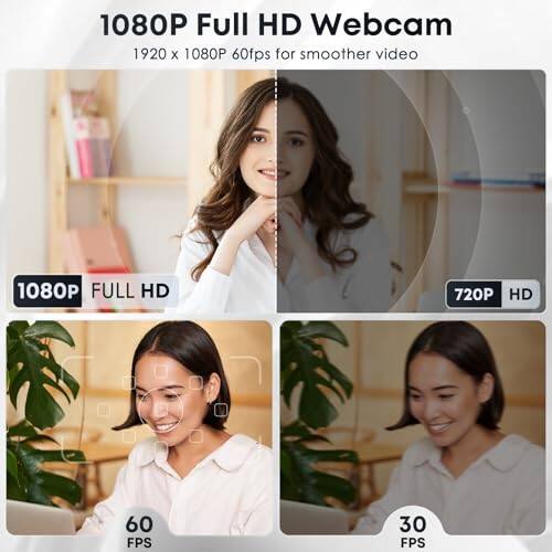1080P Full HD Webcam  
1920 x 1080P 60fps for smoother video  

1080P FULL HD  
720P HD  
60 FPS  
30 FPS