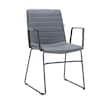 Front. LeisureMod - Zylar Office ArmChair with PU Leather, Foam Cushion, Stainless Steel Base & Ergonomic Support - Grey Leather.