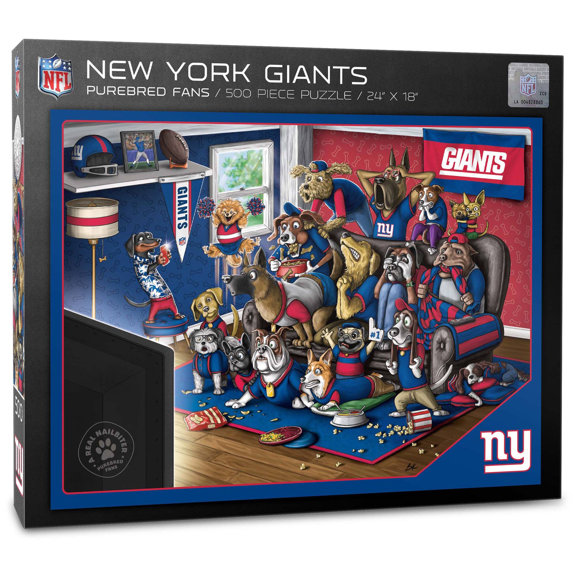 NEW YORK GIANTS  
PUREBRED FANS / 500 PIECE PUZZLE / 24" X 18"  

NFL  
LA 040288880  

GIANTS  

ny  

REAL MAIL-ORDER  
PUREBRED FANS