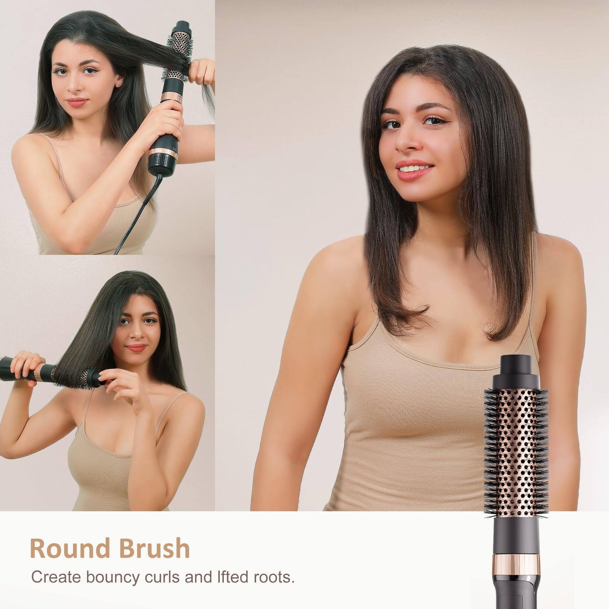 Round Brush  
Create bouncy curls and lifted roots.