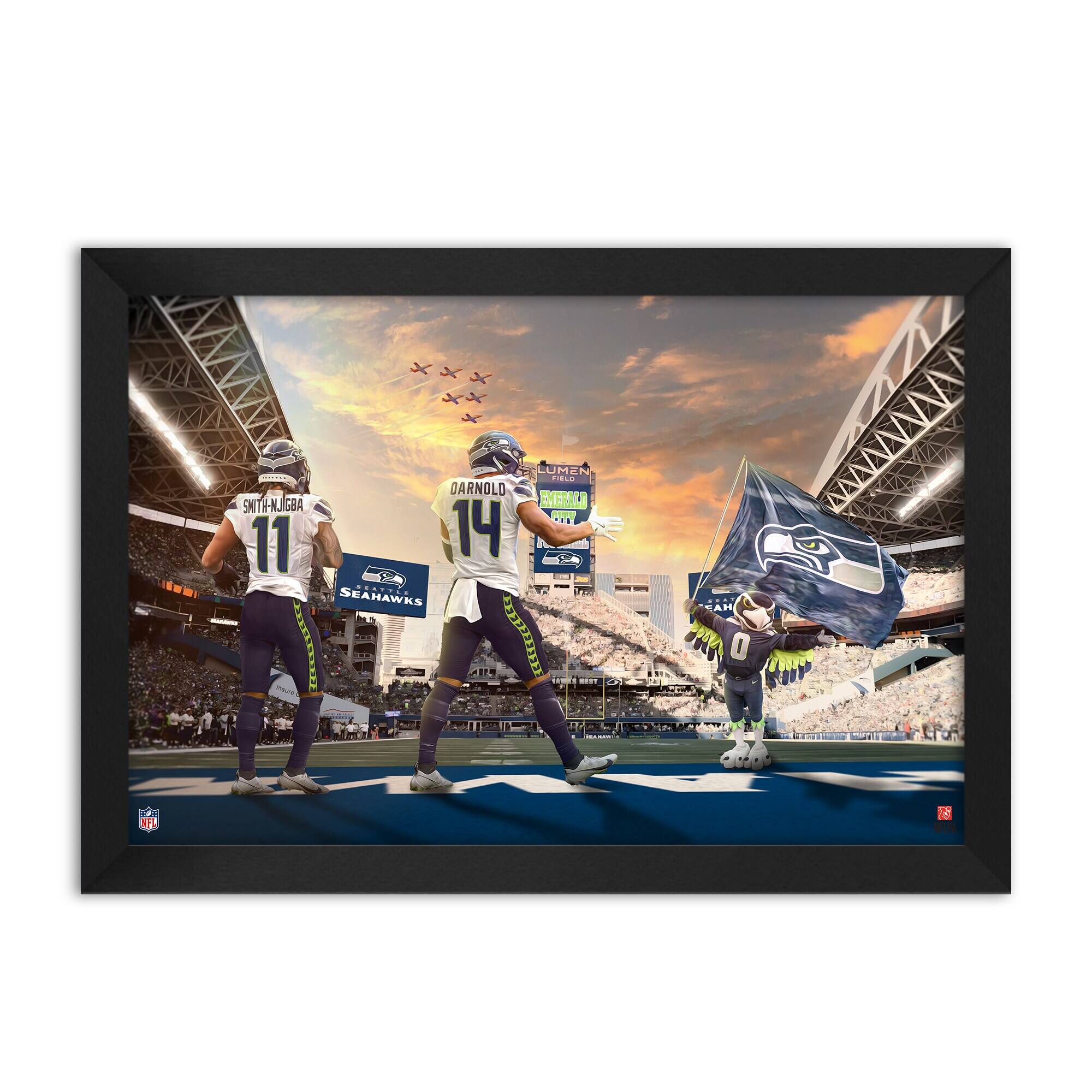Jaxon Smith-Njigba and Sam Darnold Seattle Seahawks Framed Two-Player Art Print