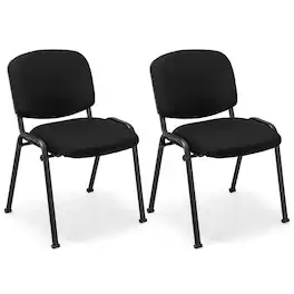 Costway - 2 Pack Conference Chair Set Guest Reception Chairs with Powder Coated Metal FrameUpholstered Back & Seat - Black