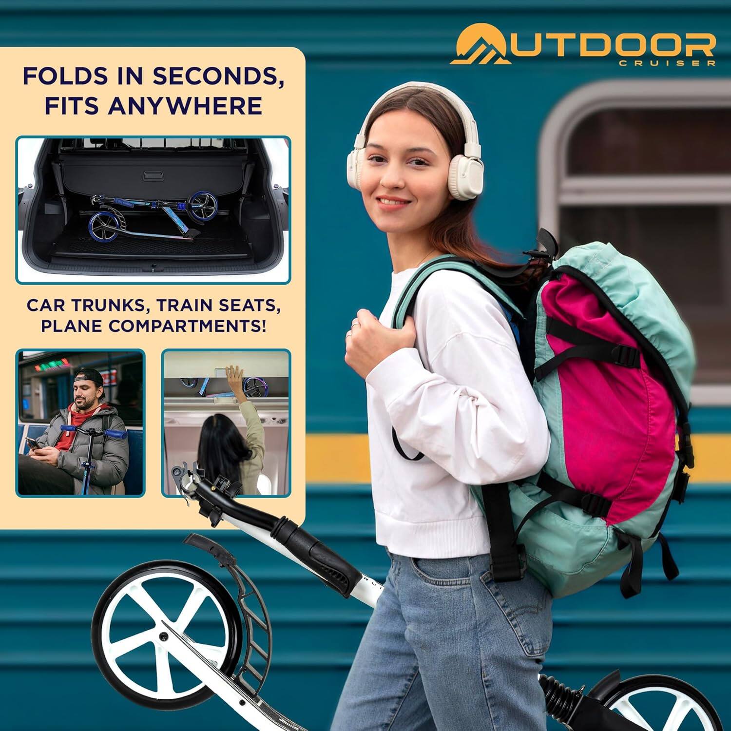 FOLDS IN SECONDS, FITS ANYWHERE

CAR TRUNKS, TRAIN SEATS, PLANE COMPARTMENTS!