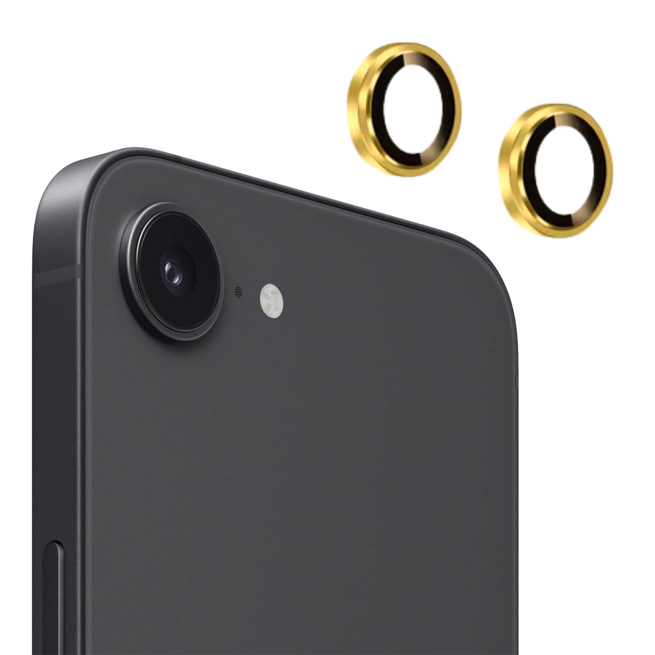Front. Entronix - Entronix Luxury Metal Camera Lens Protector for iPhone 16E - 2-Piece Set - Gold.