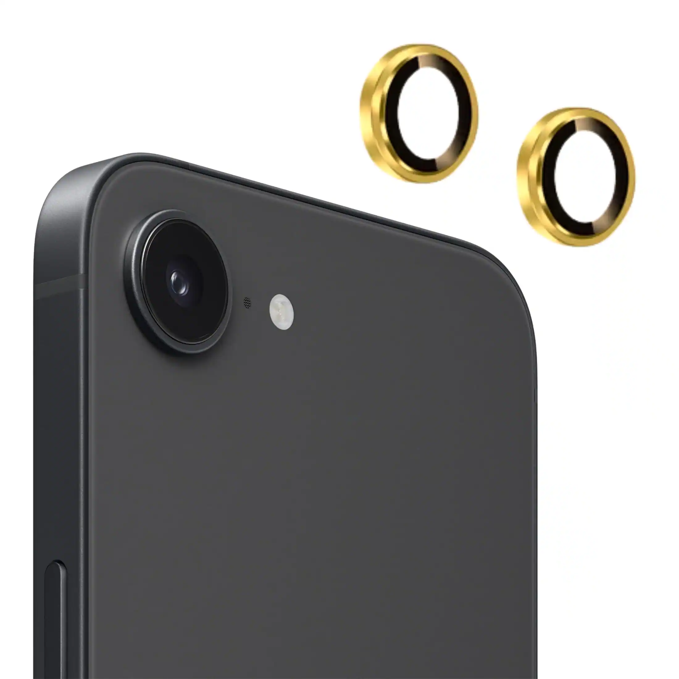Front. Entronix - Entronix Luxury Metal Camera Lens Protector for iPhone 16E - 2-Piece Set - Gold.