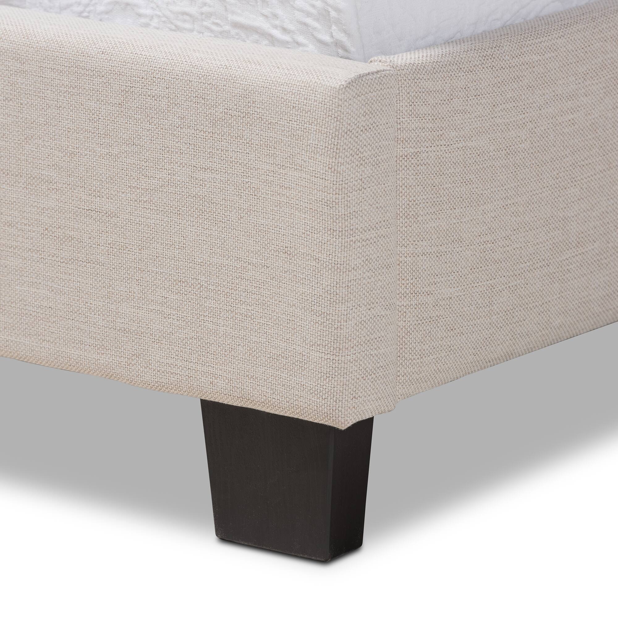 Alt View 1. Baxton Studio - Ansa Modern and Contemporary Fabric Upholstered Bed - Beige/Black.