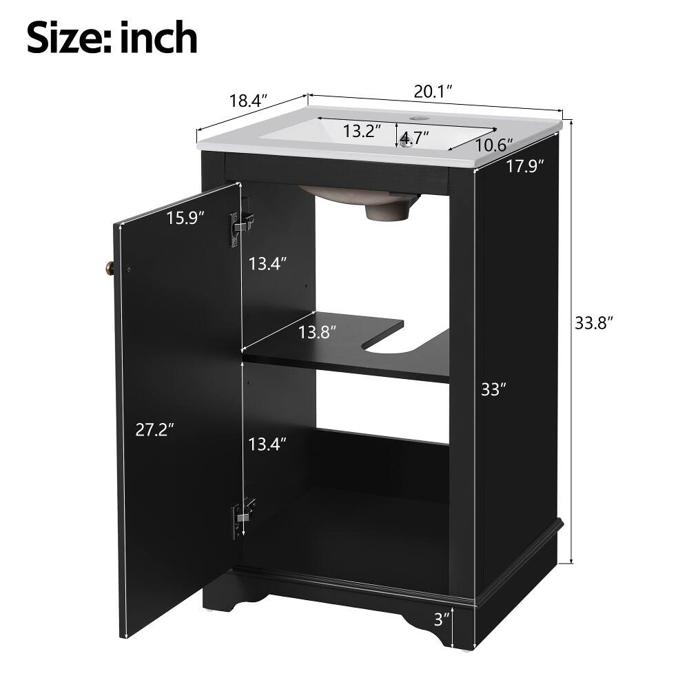 Size: inch

18.4"
20.1"
13.2" 4.7"
10.6" 17.9"
15.9"
13.4"
13.8"
33.8"
33"
27.2"
13.4"
3"