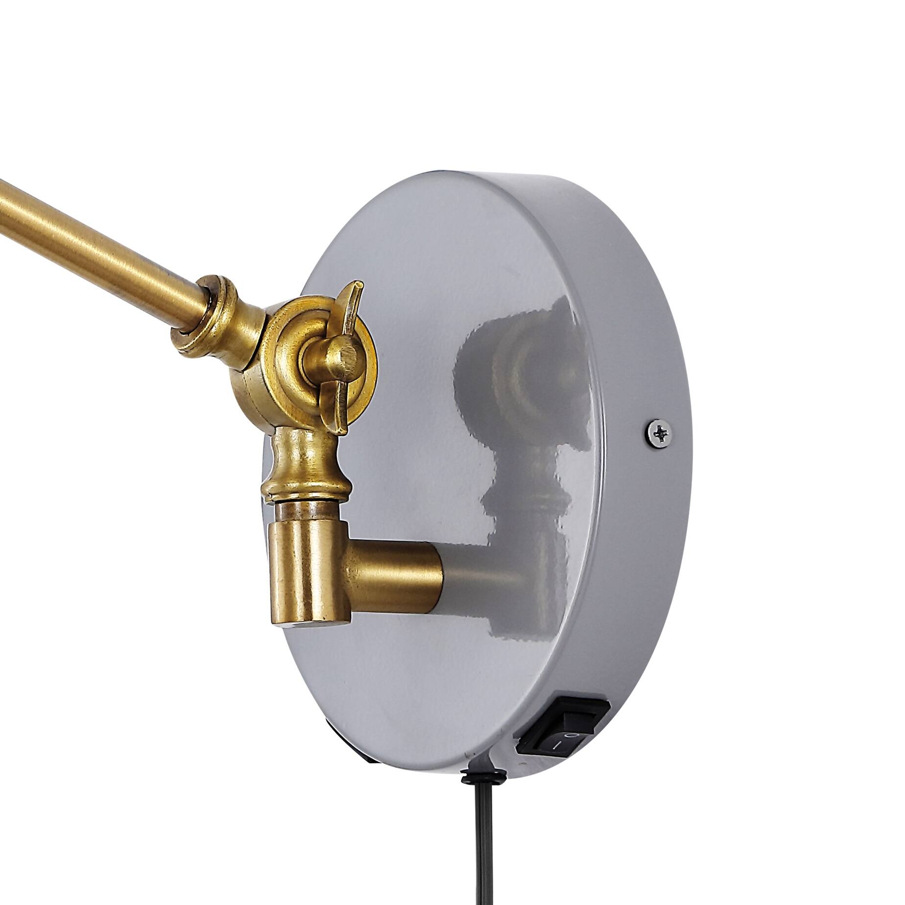 Alt View 5. Jonathan Y - Lisa 18" Swing Arm 1-Light Modern Midcentury Iron USB Charging Port LED Sconce, Grey/Brass Gold - Gray.