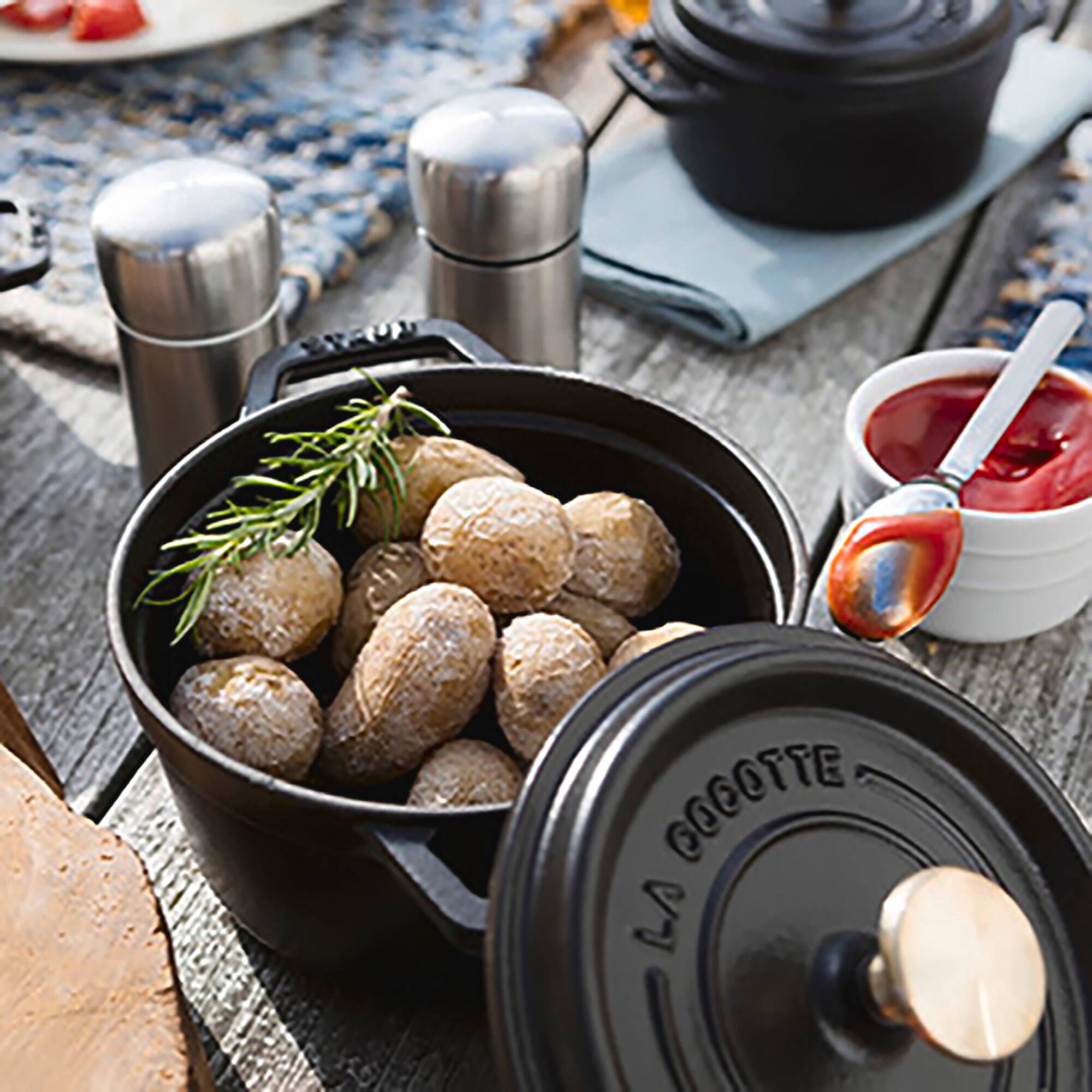 Alt View 3. Staub - Staub Cast Iron 1.25-qt Round Cocotte - Matte Black - Matte Black.