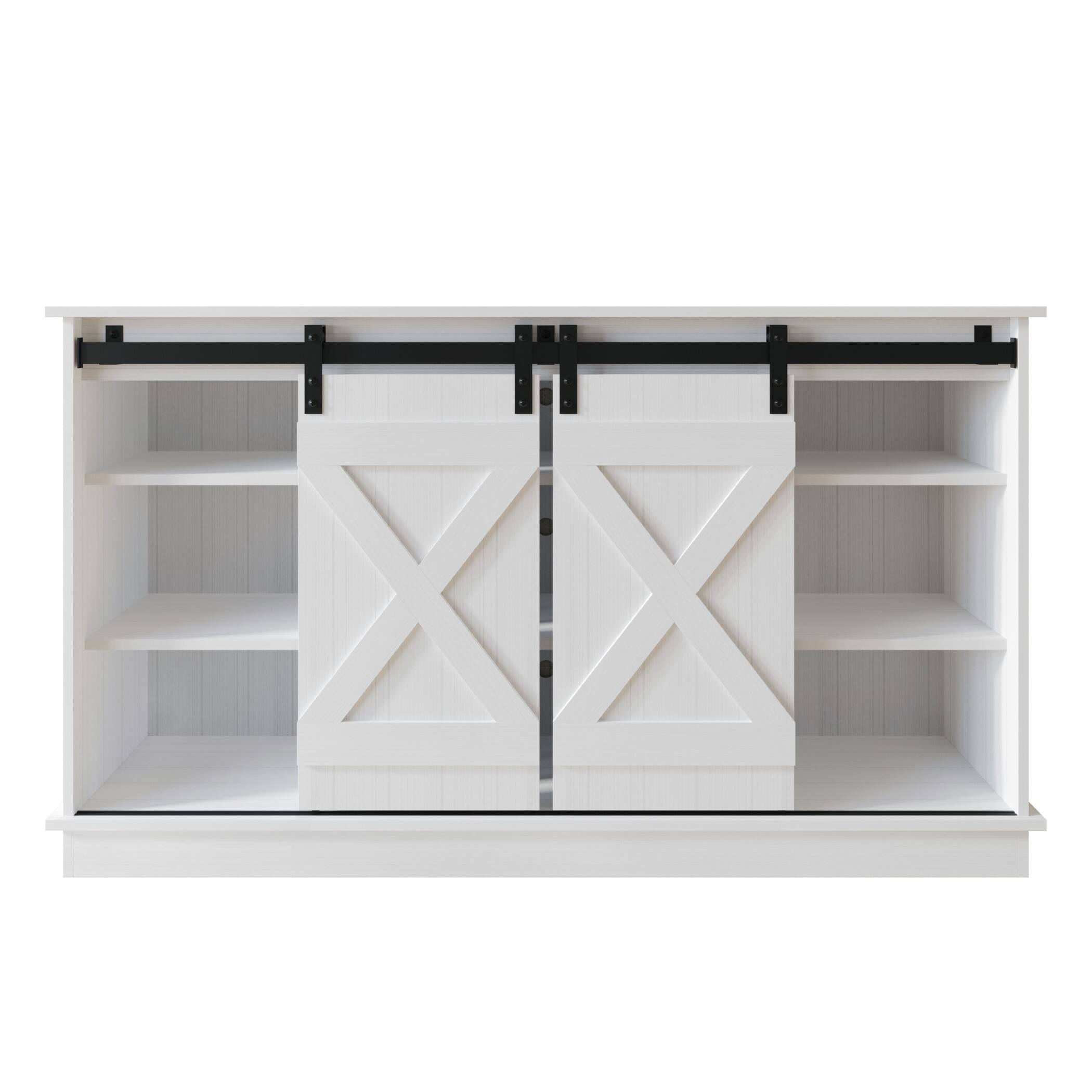 Alt View 3. ChaletPosh - Vintage-Inspired TV Stand Console with Sliding Barn Doors, White - White.