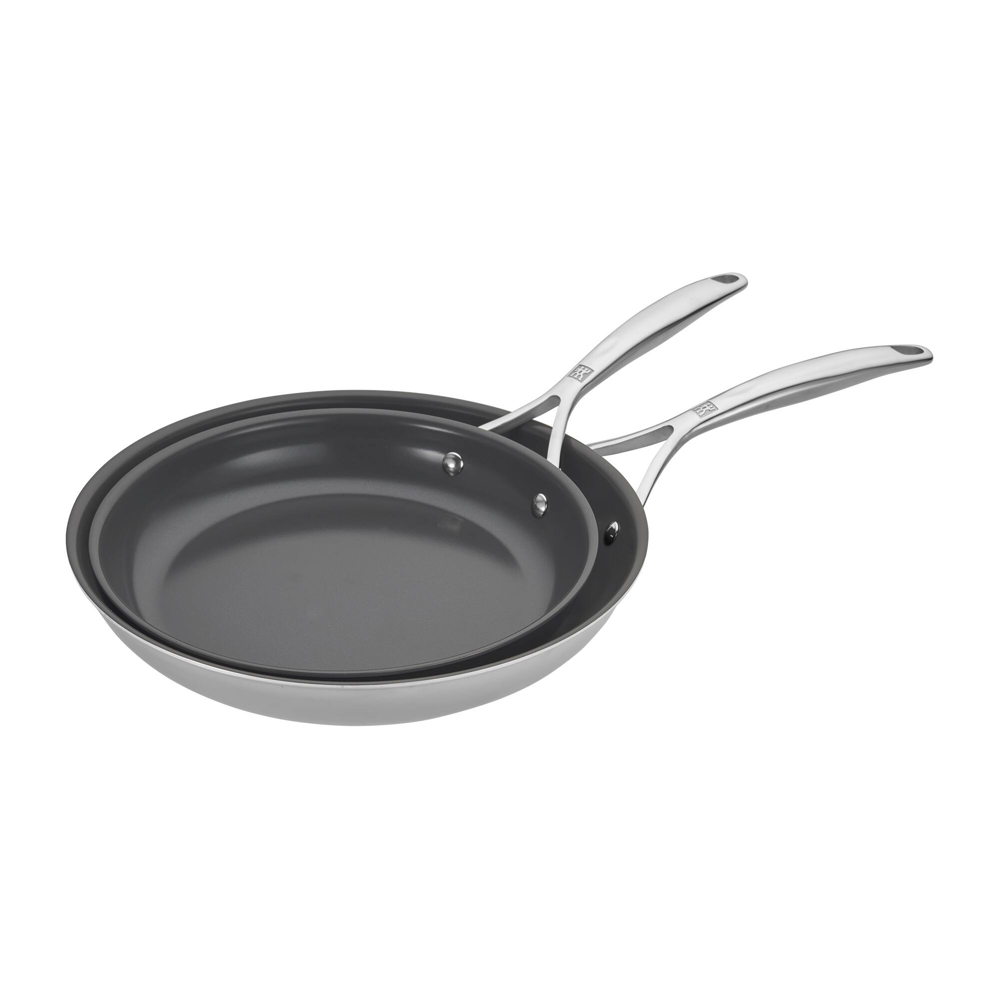 Front. ZWILLING - ZWILLING Energy Plus 2-pc Stainless Steel Ceramic Nonstick 10-in & 12-in Fry Pan Set - Stainless Steel.