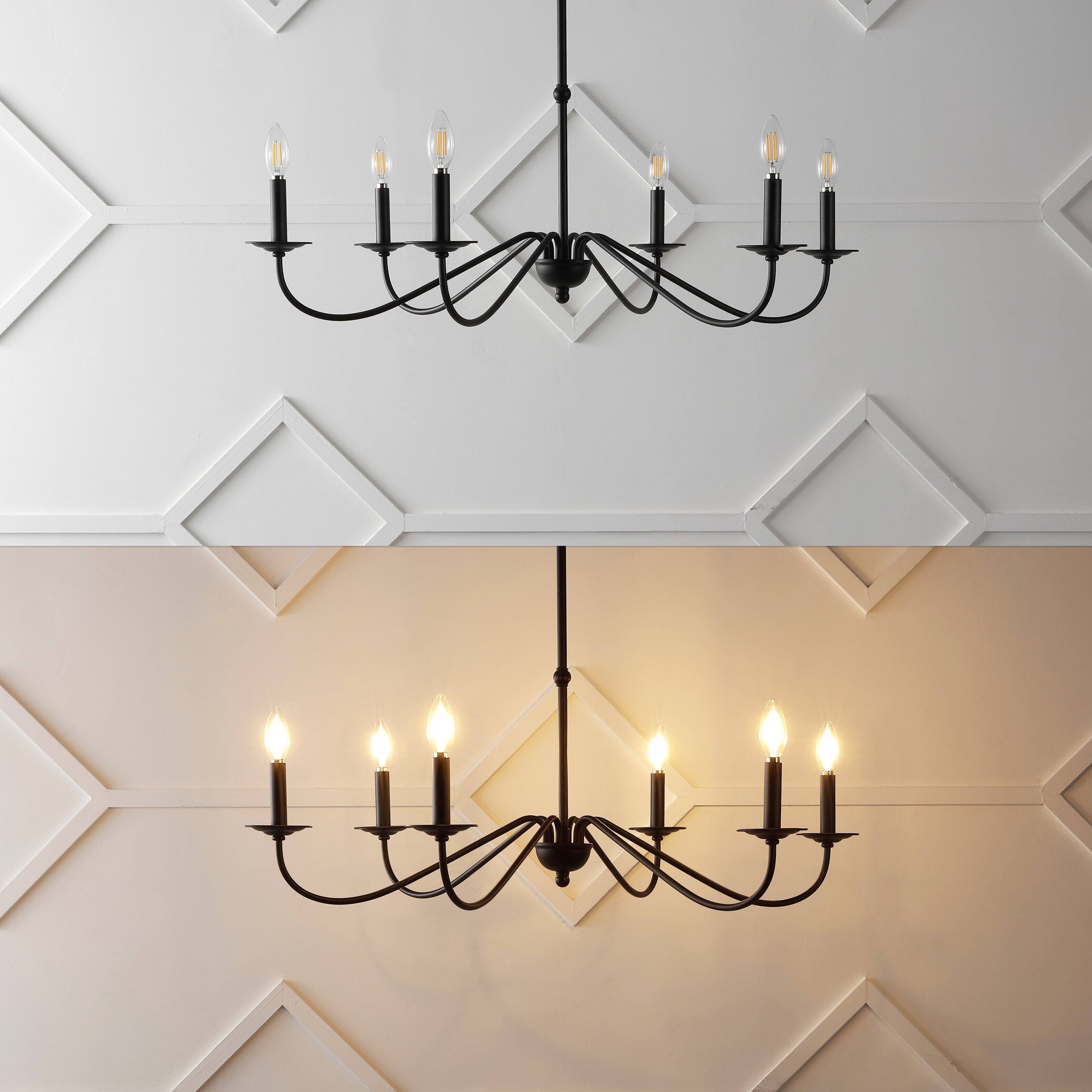 Alt View 4. Jonathan Y - Wicklow 34.75" 6-Light Bohemian Farmhouse Iron LED Chandelier, Black - Black.