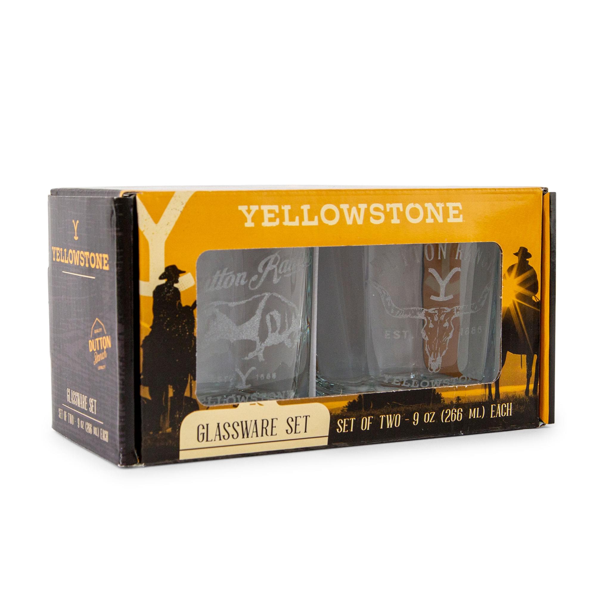 YELLOWSTONE  
DUTTON Ranch  
EST 1886  
GLASSWARE SET  
SET OF TWO - 9 OZ (266 ML) EACH