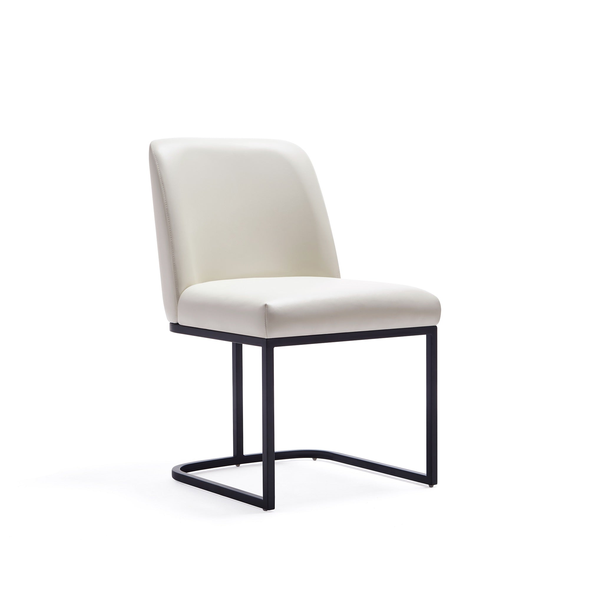 Back. Manhattan Comfort - Serena Modern Metal Vegan Leather Dining Chair - Set of 2 - Ivory.