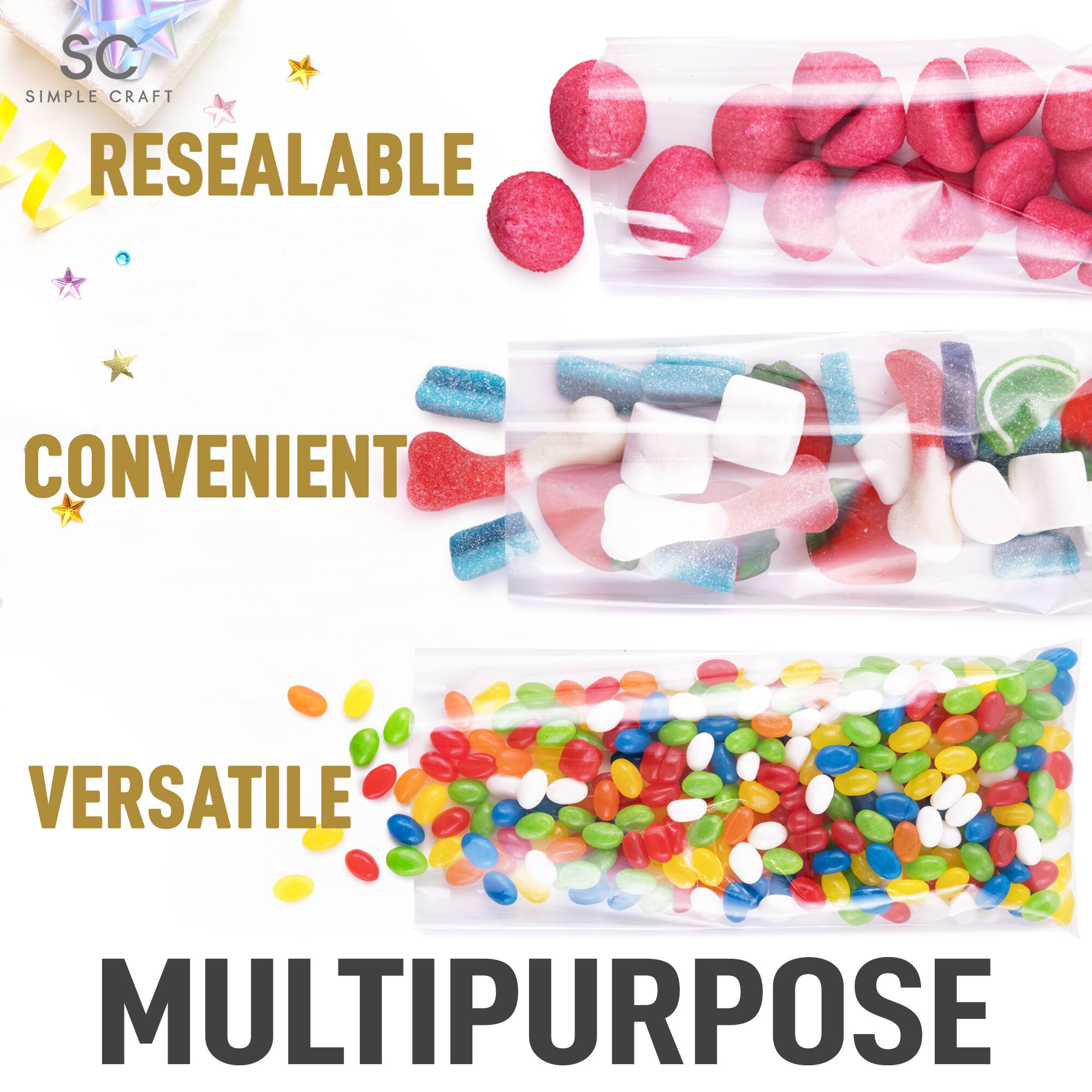 SC SIMPLE CRAFT  
RESEALABLE  
CONVENIENT  
VERSATILE  
MULTIPURPOSE