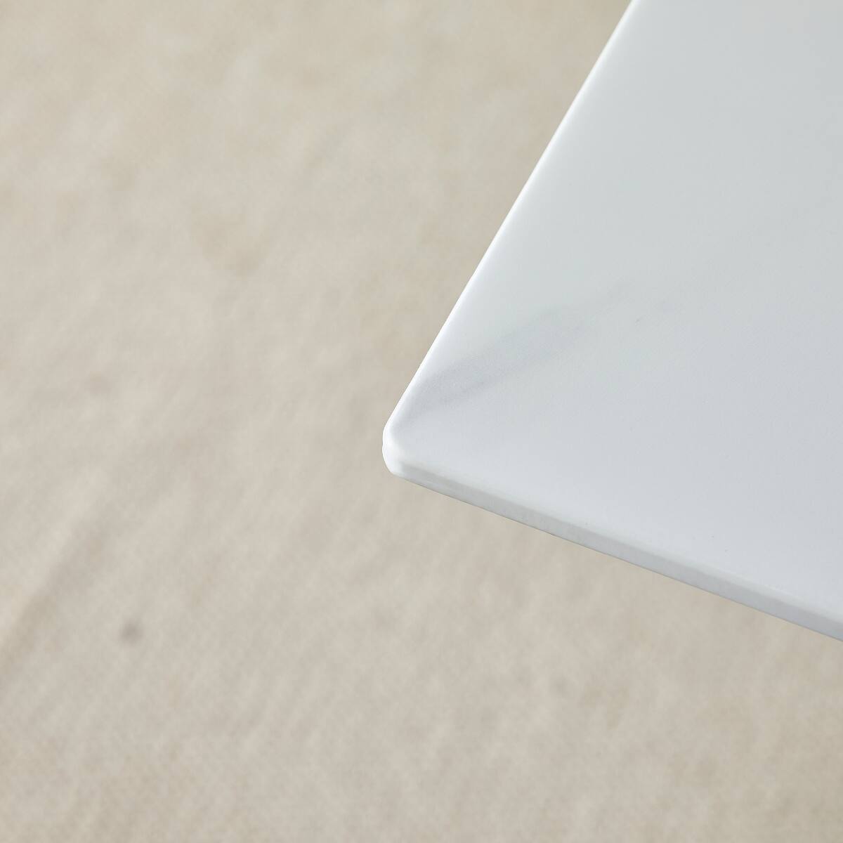 Alt View 4. Loheer - Loheer Rectangular Dining Table, White Marble Look Tempered Glass, Modern Dining Table for Six - Gray and White.