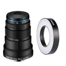 Bundle - Venus - Laowa 25mm f/2.8 2.5-5X Ultra Macro Lens for Sony FE, with Laowa Front LED Ring Light