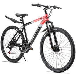 JOYSTAR - BAMCBASE Rockford 26 Inch Mountain Bike, 21-Speed Adult Bicycle for Men and Women, MTB Dual Disc Brakes - Red