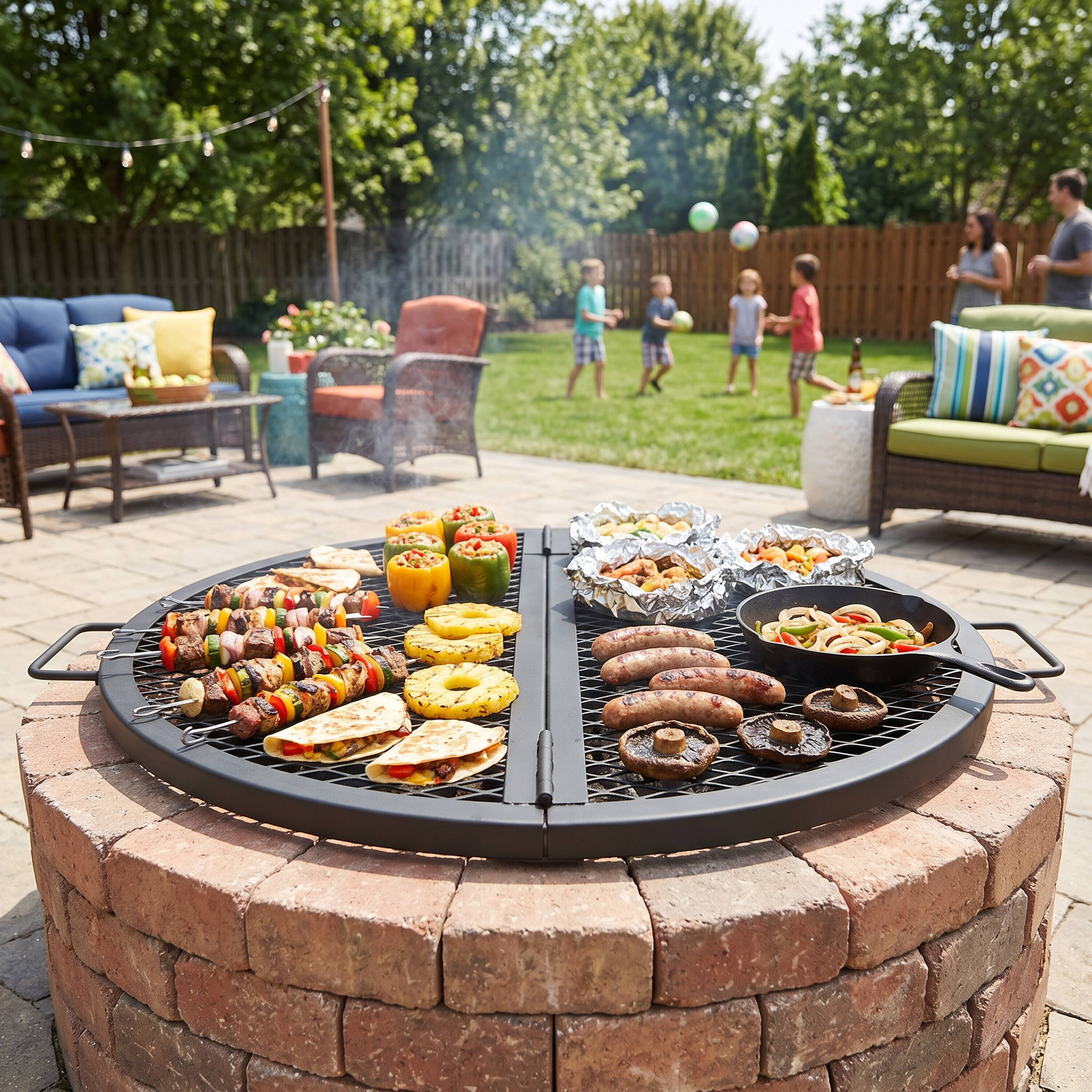 Alt View 10. Sunnydaze - Folding Black Steel Round Fire Grate - 24 in - Black.