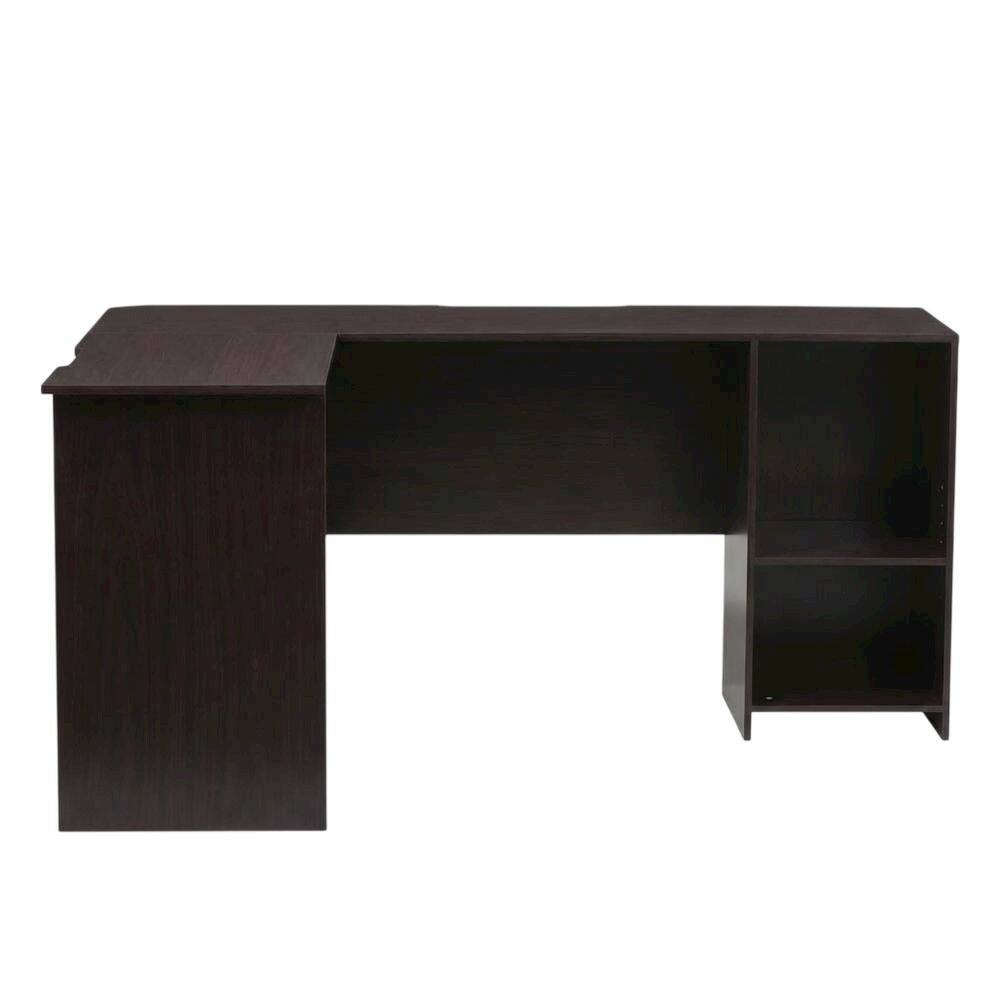Back. BisonOffice - L-Shaped Desk, Bookshelves in Espresso Finish, Space-Saving Computer Workstation - Espresso.