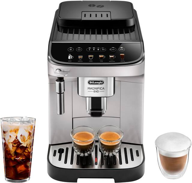 De'Longhi - Magnifica Evo Espresso Machine with Milk Frother for Hot and Iced Lattes, Coffee and More - Silver