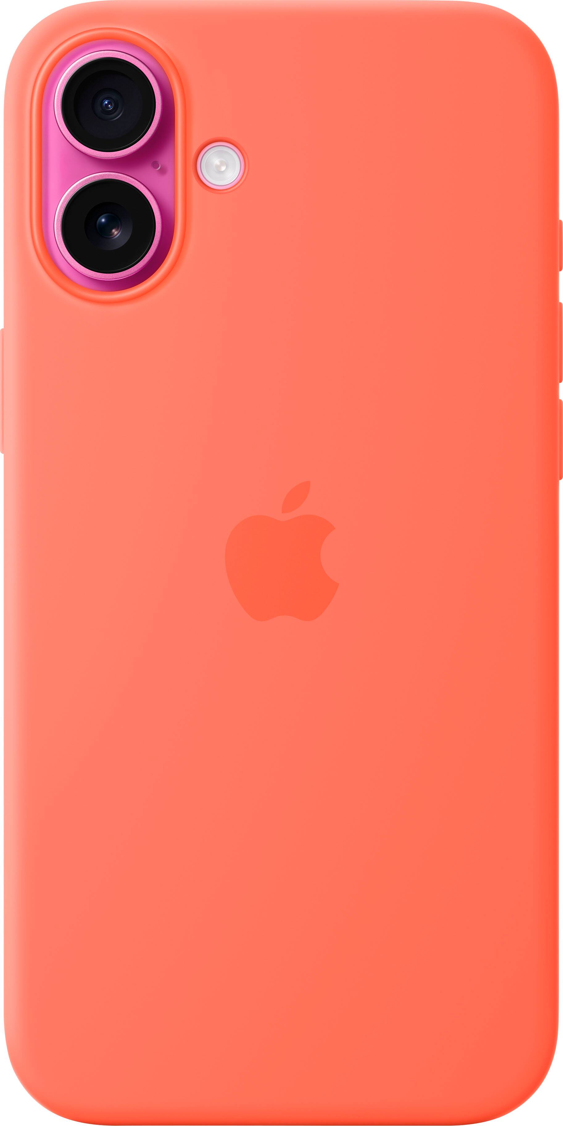 Back. Apple - iPhone 16 Plus Silicone Case with MagSafe - Tangerine.