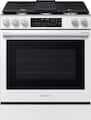 Samsung - 29 in. Wide 5 Burner 6.3 cu. ft. Bespoke Smart Slide-In Gas Range with Illuminated Precision Knobs - White