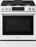 Samsung - 29 in. Wide 5 Burner 6.3 cu. ft. Bespoke Smart Slide-In Gas Range with Illuminated Precision Knobs - White